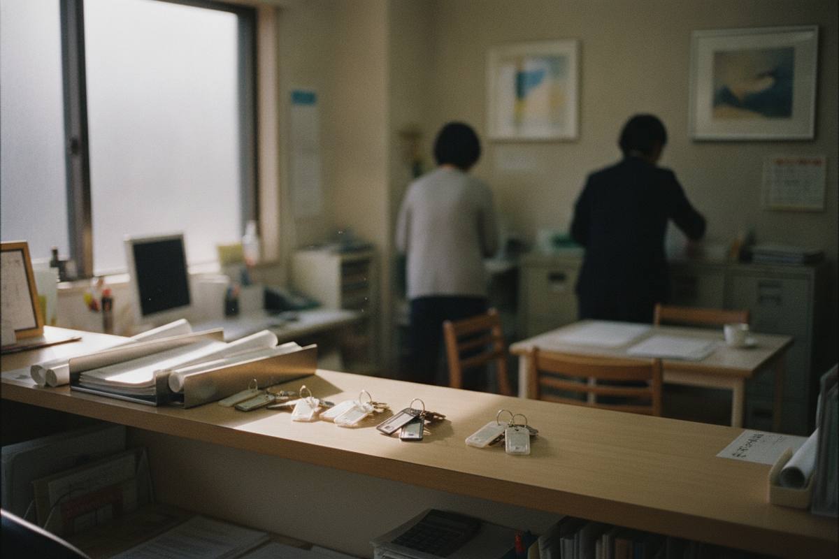 不動産会社の相談テーブルと受付台の様子