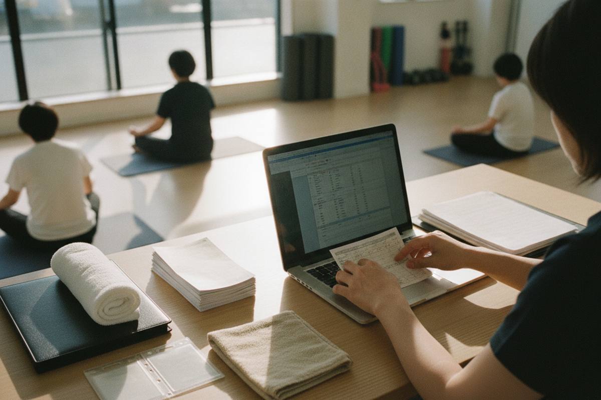 会費の入金資料と会員資料を照合する手元